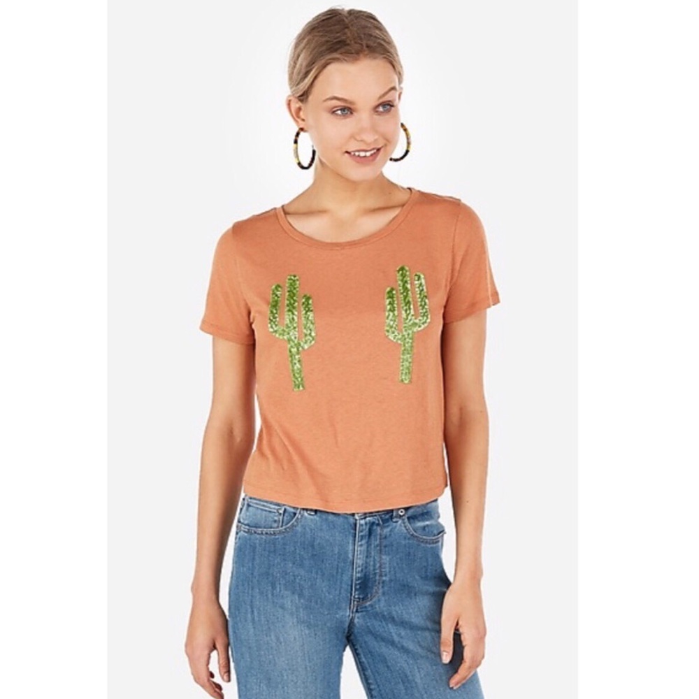 Express Sequins Cactus Crop-Top